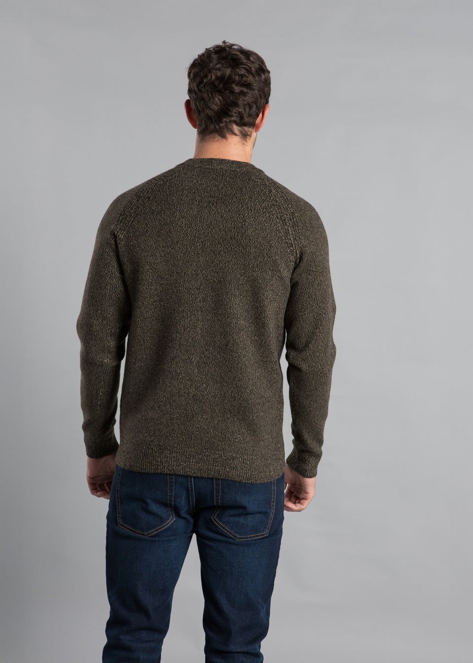 Kensington Eastside Khaki Jersey Knit Raglan Crew Neck Jumper