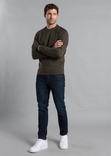 Kensington Eastside Khaki Jersey Knit Raglan Crew Neck Jumper