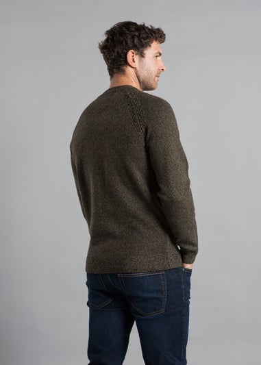 Kensington Eastside Khaki Jersey Knit Raglan Crew Neck Jumper