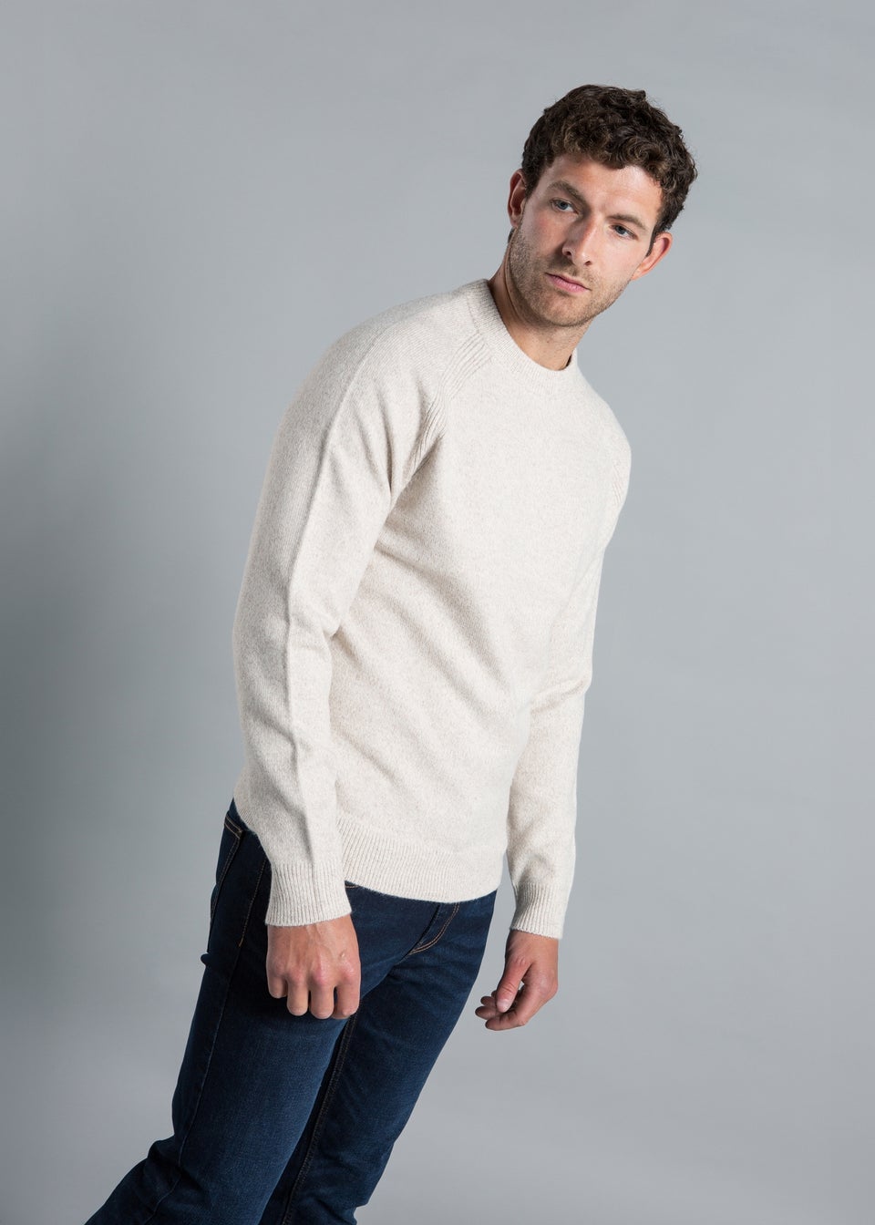 Kensington Eastside Natural Jersey Knit Raglan Crew Neck Jumper