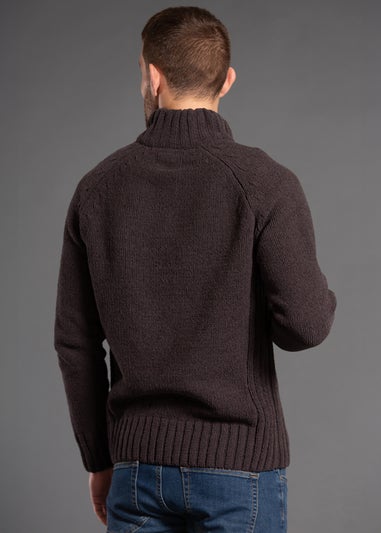 Kensington Eastside Charcoal Quarter Zip Raglan Sleeve Knitted Jumper