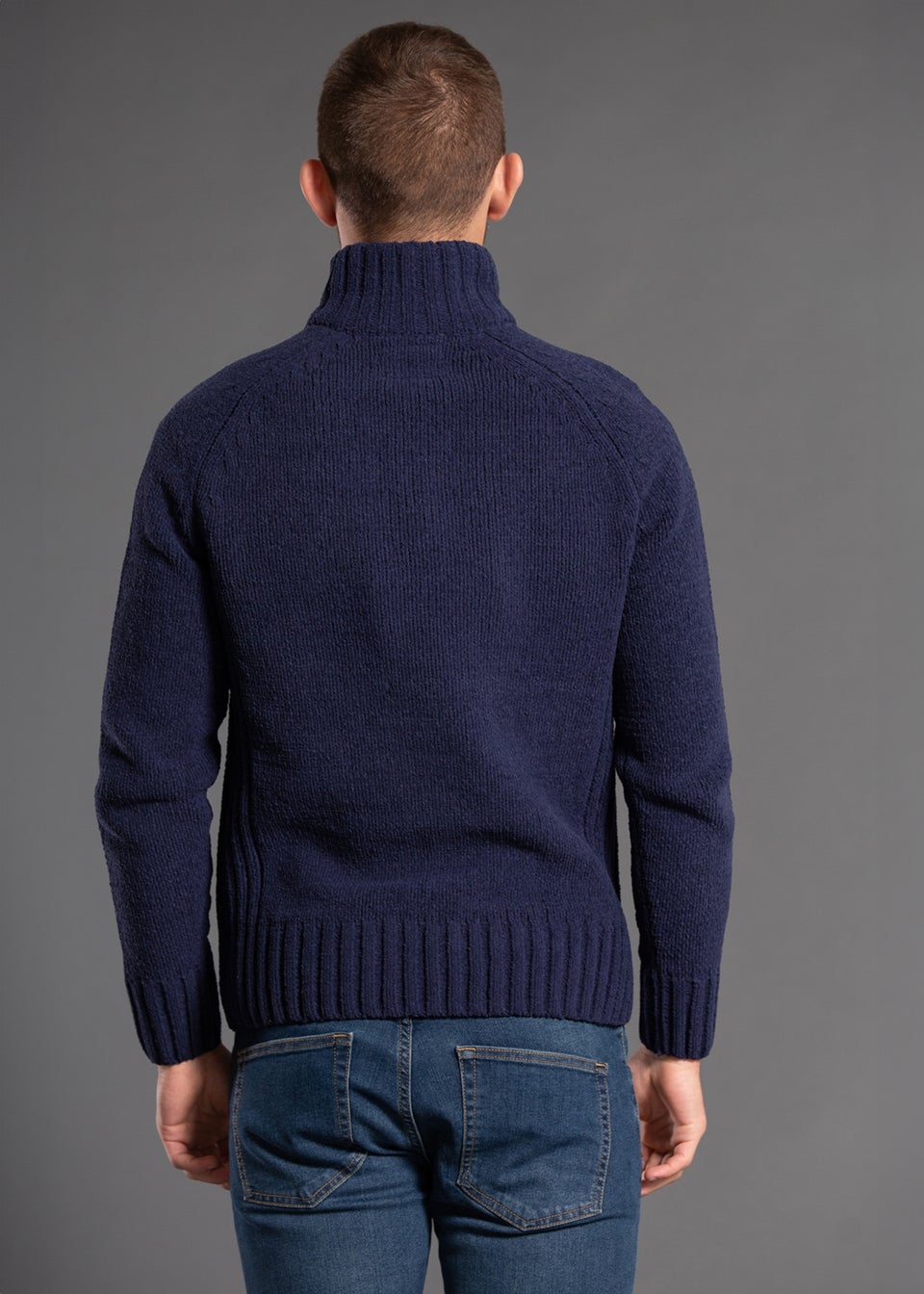 Kensington Eastside Navy Quarter Zip Raglan Sleeve Knitted Jumper