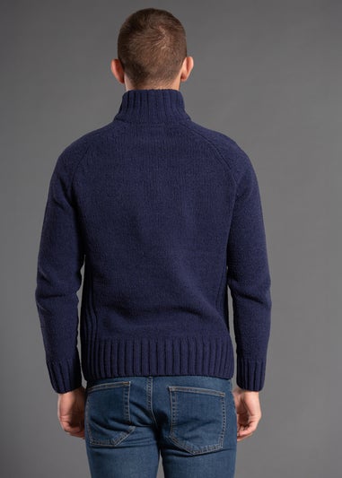 Kensington Eastside Navy Quarter Zip Raglan Sleeve Knitted Jumper