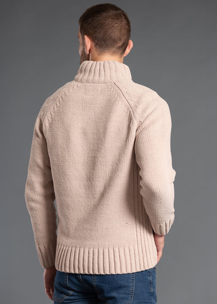 Kensington Eastside Stone Quarter Zip Raglan Sleeve Knitted Jumper
