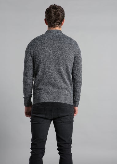 Kensington Eastside Black Quarter Zip Twisted Yarn Knitted Jumper