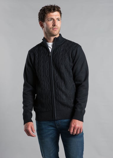 Kensington Eastside Navy Full Zip Funnel Neck Jumper