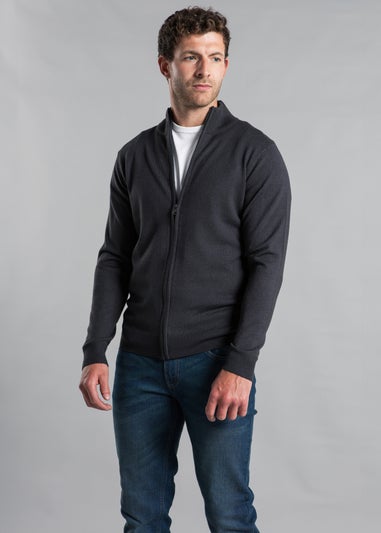 Kensington Eastside Charcoal Funnel Neck Zip-Through Cardigan