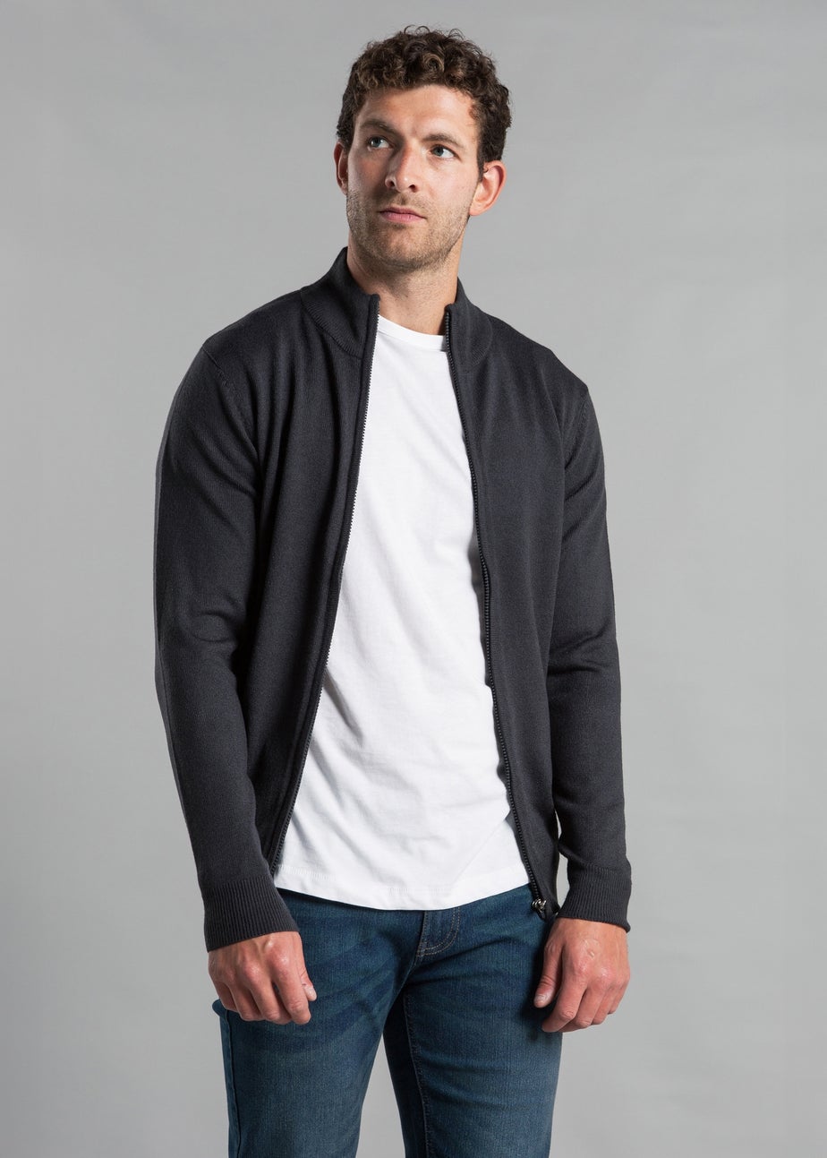 Kensington Eastside Charcoal Funnel Neck Zip-Through Cardigan