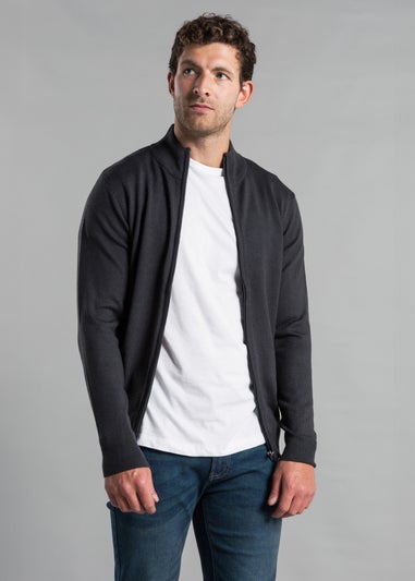Kensington Eastside Charcoal Funnel Neck Zip-Through Cardigan