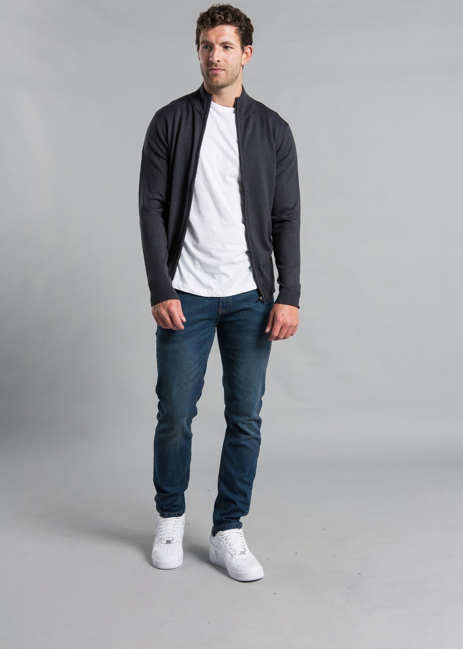 Kensington Eastside Charcoal Funnel Neck Zip-Through Cardigan