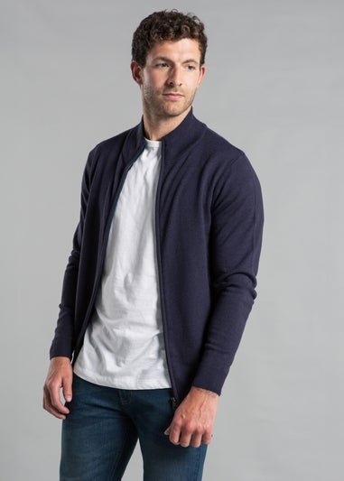 Kensington Eastside Navy Funnel Neck Zip-Through Cardigan