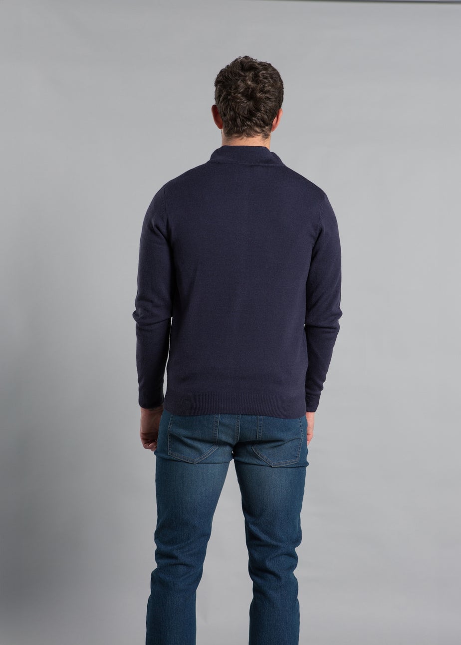 Kensington Eastside Navy Funnel Neck Zip-Through Cardigan