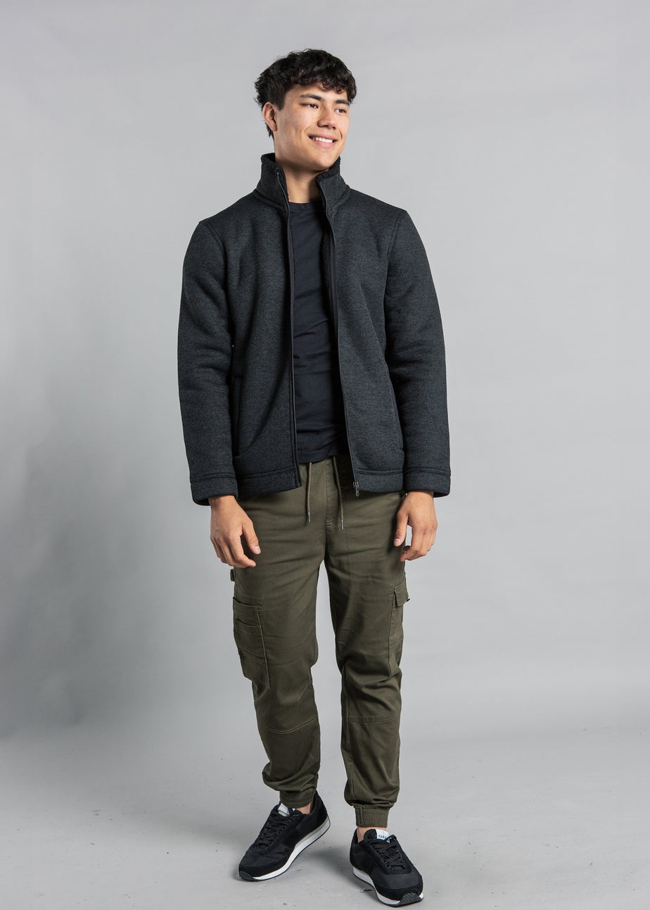 Kensington Eastside Charcoal Zip-Through Bonded Fleece Jumper