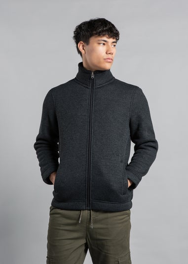 Kensington Eastside Charcoal Zip-Through Bonded Fleece Jumper