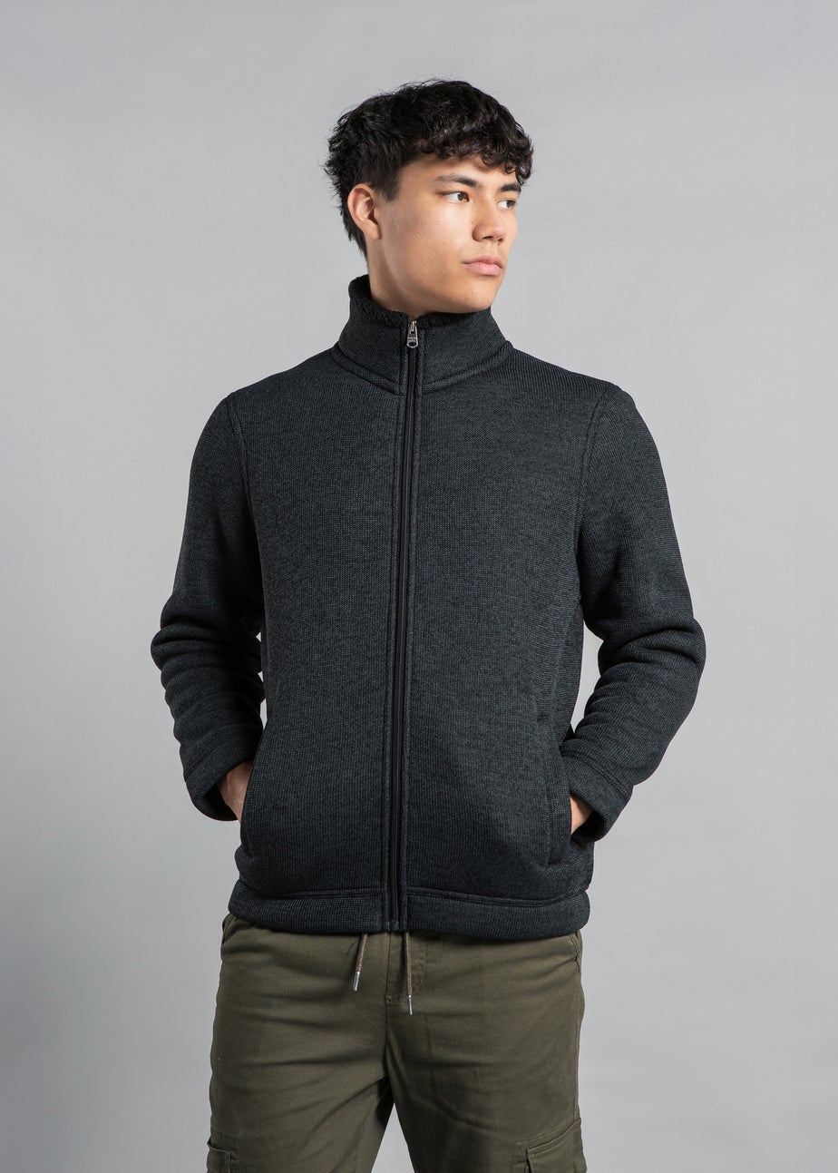 Kensington Eastside Charcoal Zip-Through Bonded Fleece Jumper