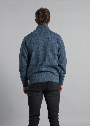 Kensington Eastside Blue Textured Zip-Through Fleece with Polar Fleece Lining