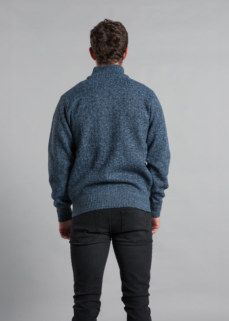 Kensington Eastside Blue Textured Zip-Through Fleece with Polar Fleece Lining