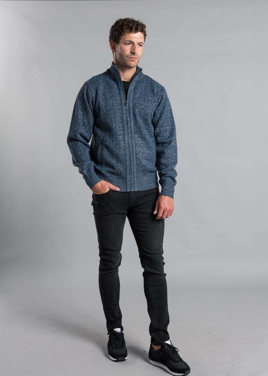 Kensington Eastside Blue Textured Zip-Through Fleece with Polar Fleece Lining