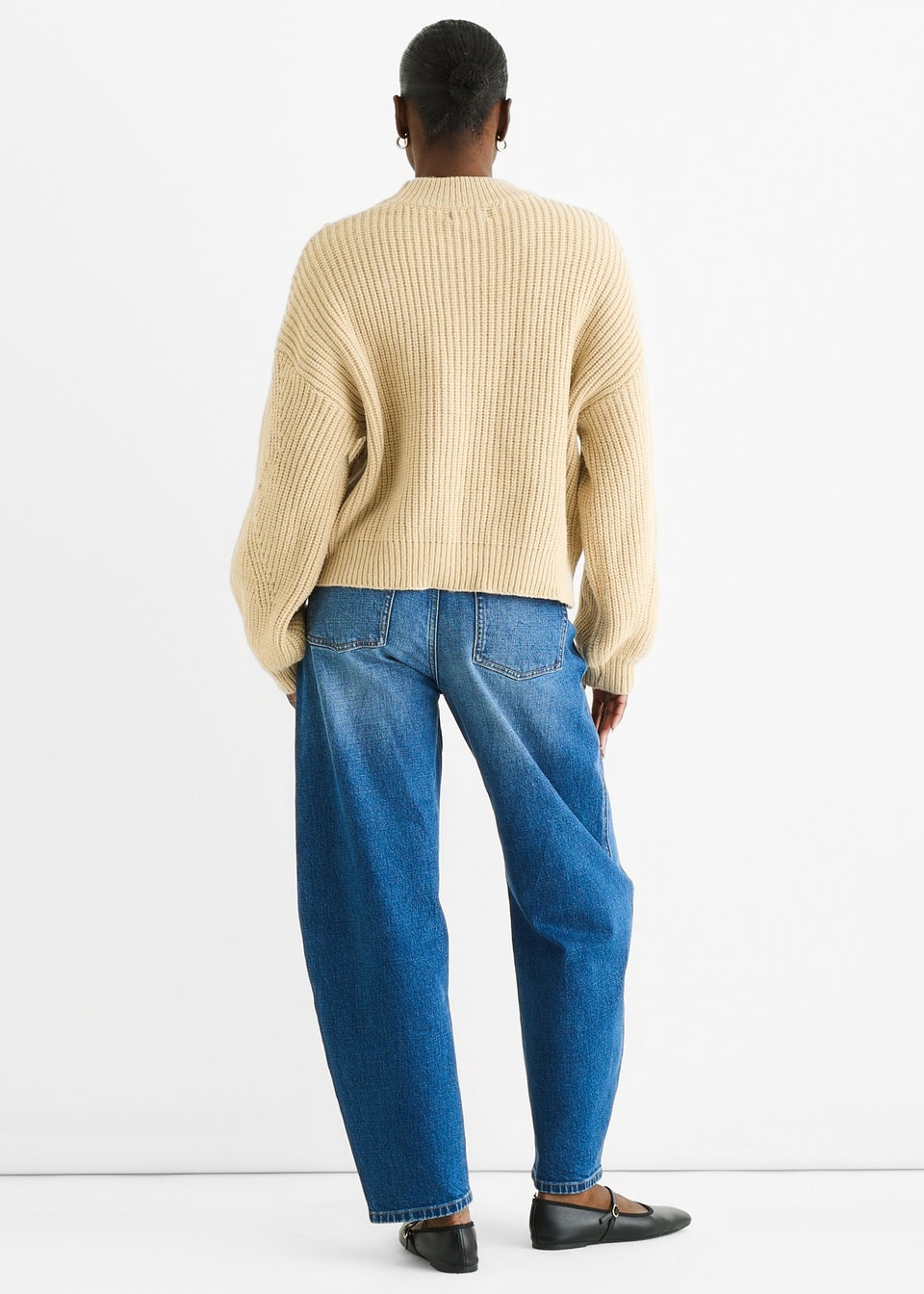 Gini London Beige Chunky Knit Oversized Knit Jumper