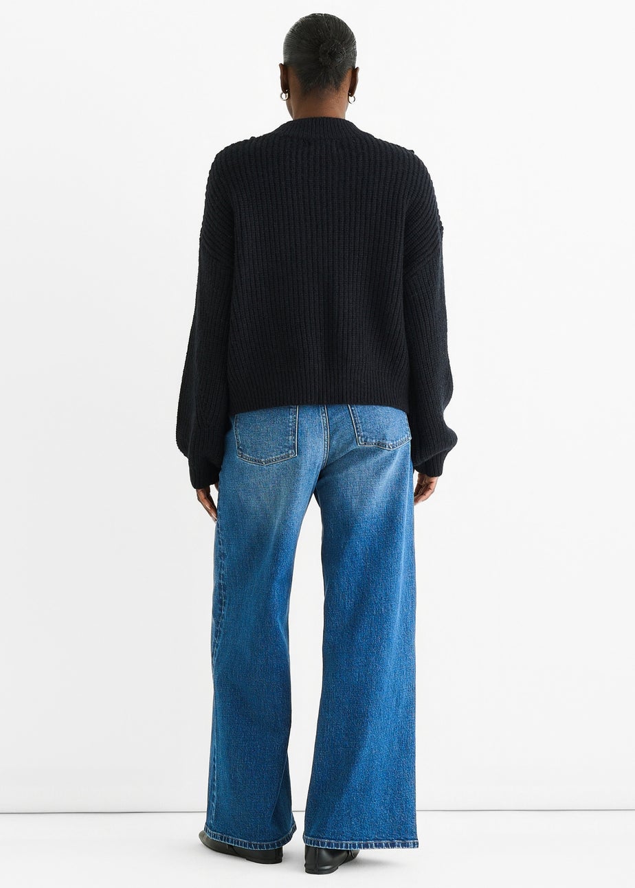 Gini London Black Chunky Knit Oversized Knit Jumper