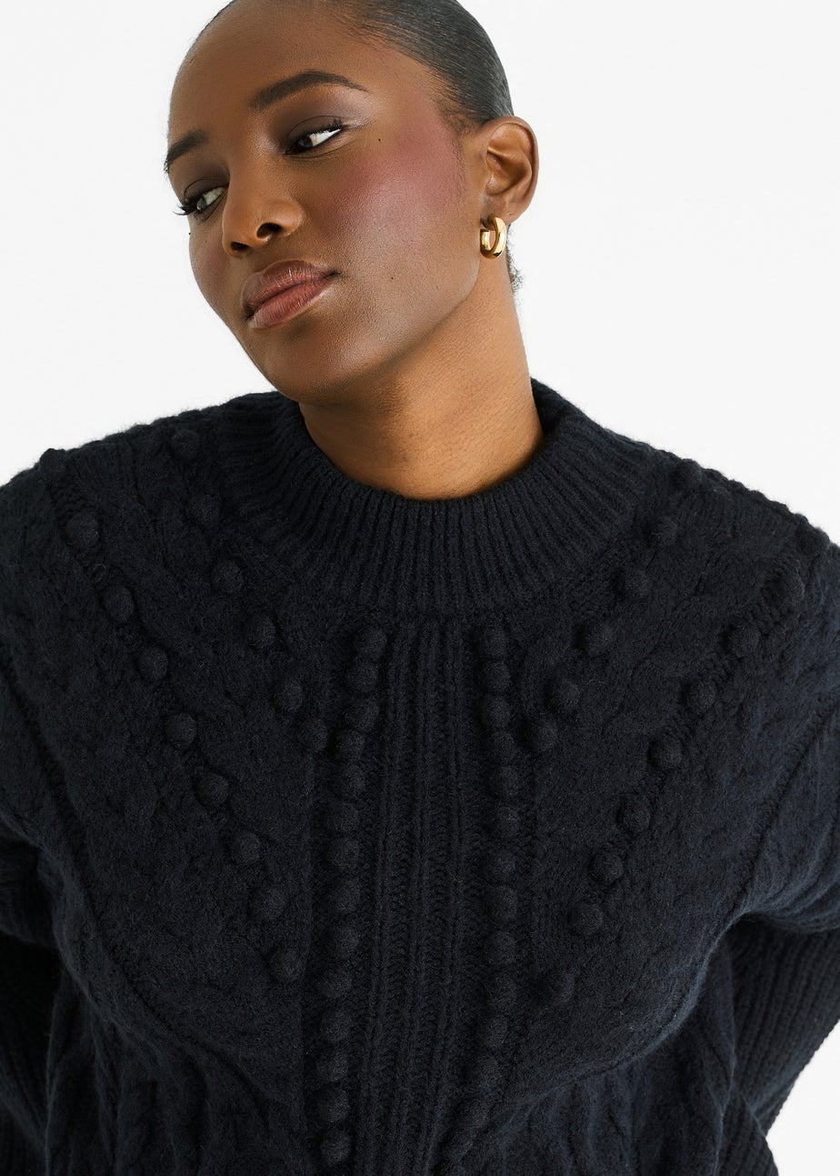 Gini London Black Chunky Knit Oversized Knit Jumper