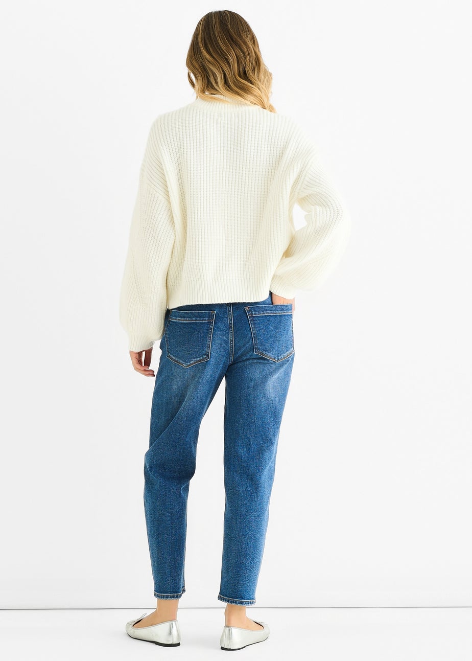 Gini London White Chunky Knit Oversized Knit Jumper