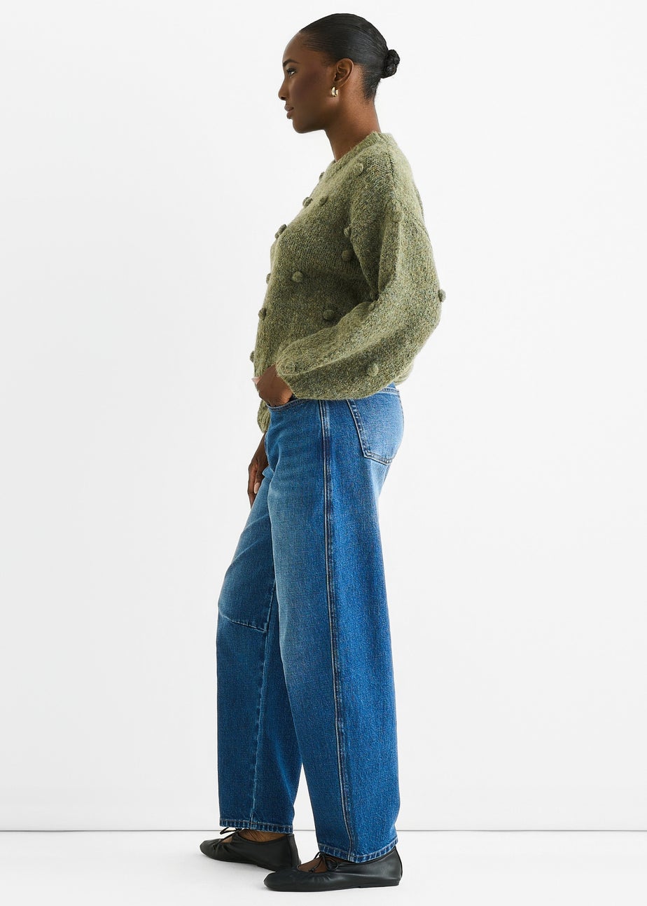 Gini London Green Wool Mix Oversized Knit Jumper