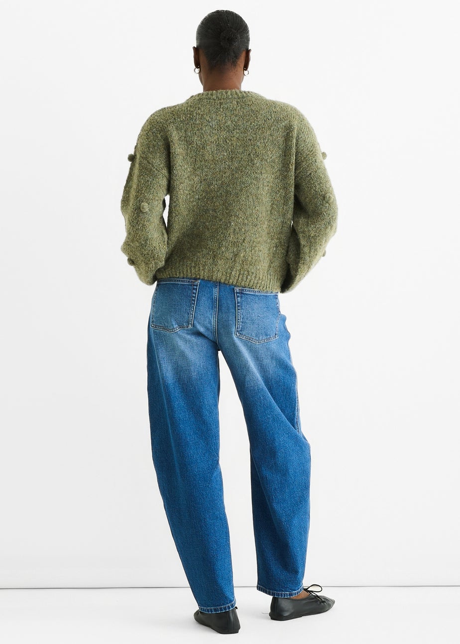 Gini London Green Wool Mix Oversized Knit Jumper