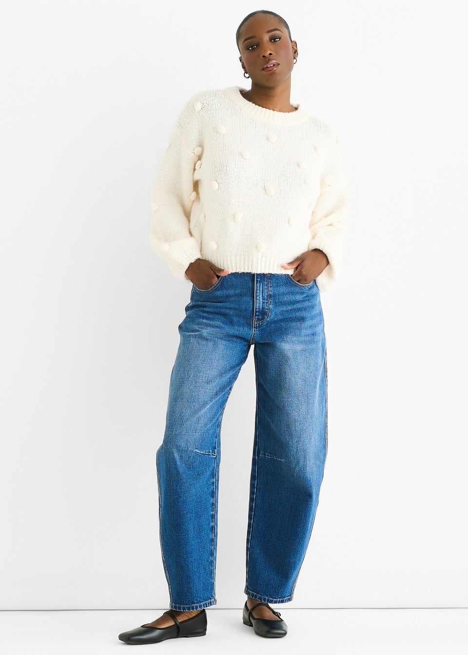 Gini London Cream Wool Mix Oversized Knit Jumper