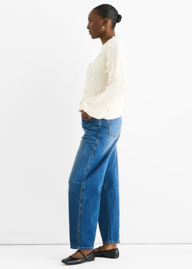 Gini London Cream Wool Mix Oversized Knit Jumper