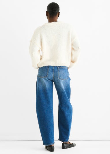 Gini London Cream Wool Mix Oversized Knit Jumper