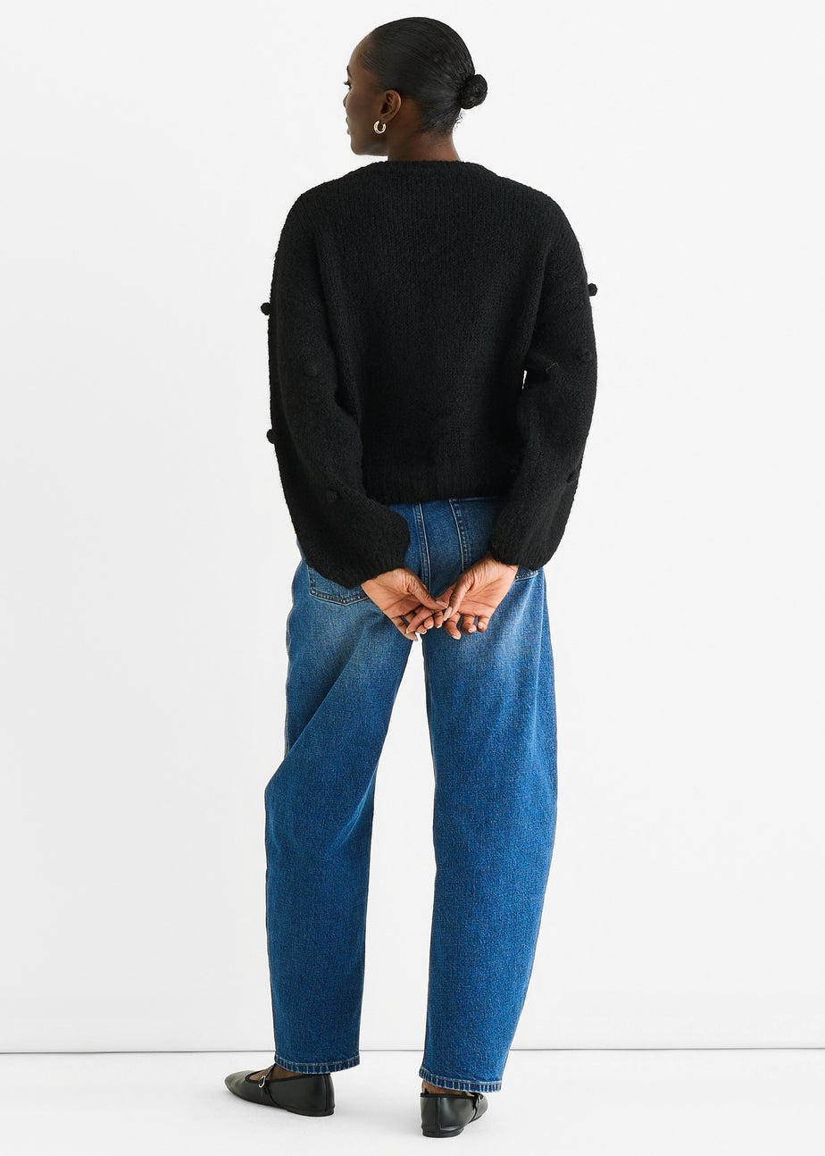 Gini London Black Wool Mix Oversized Knit Jumper