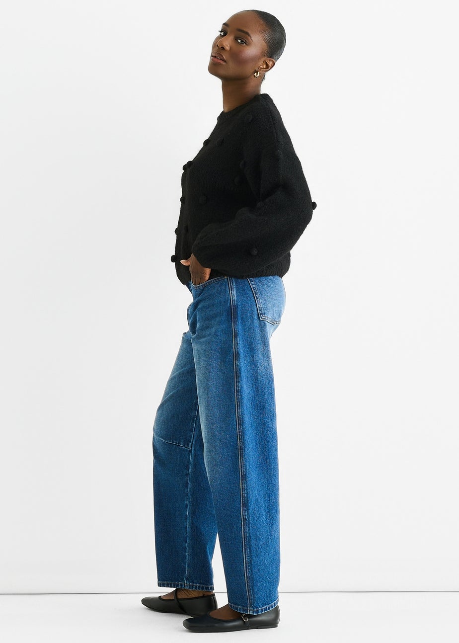 Gini London Black Wool Mix Oversized Knit Jumper