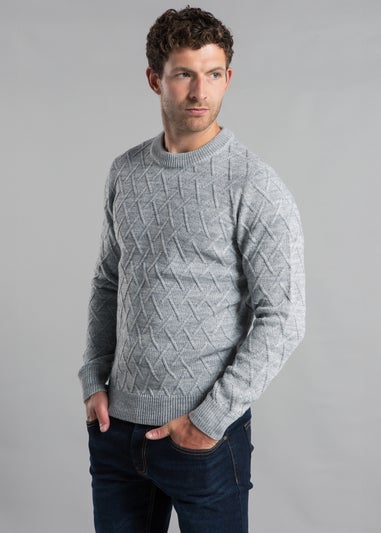 Kensington Eastside Grey Cable Knit Crew Neck Jumper