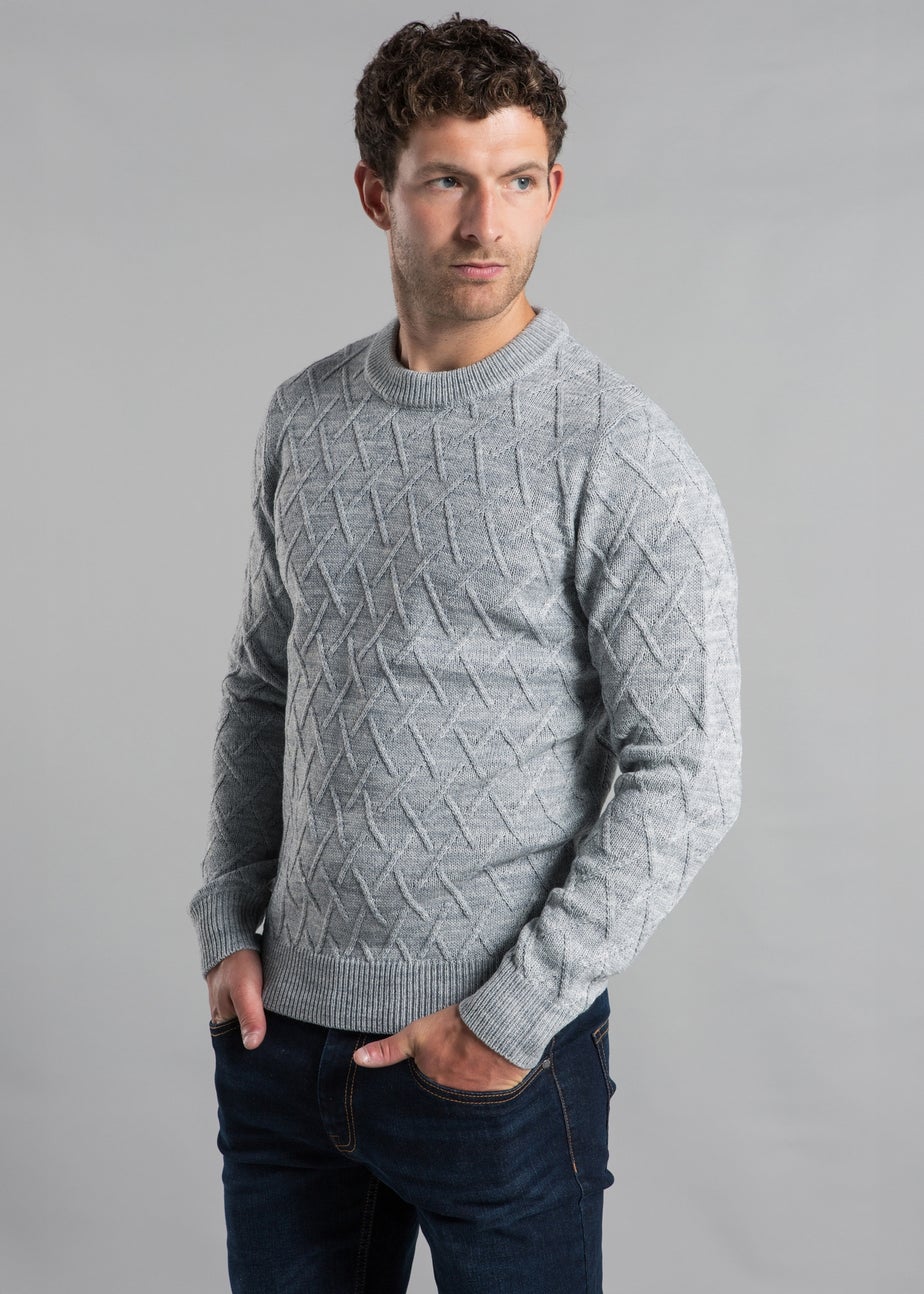 Kensington Eastside Grey Cable Knit Crew Neck Jumper