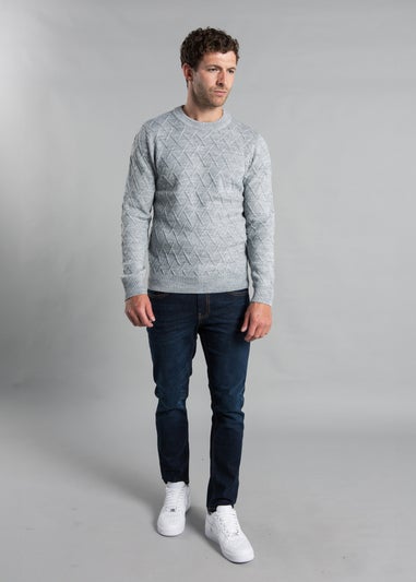Kensington Eastside Grey Cable Knit Crew Neck Jumper