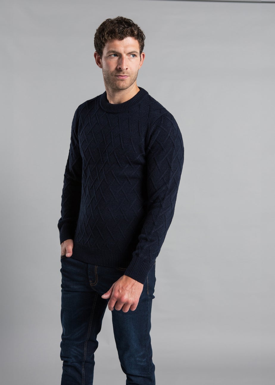 Kensington Eastside Navy Cable Knit Crew Neck Jumper