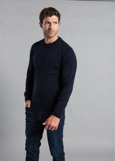 Kensington Eastside Navy Cable Knit Crew Neck Jumper