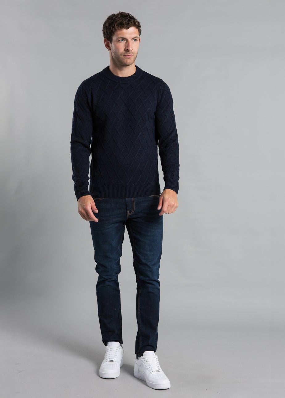 Kensington Eastside Navy Cable Knit Crew Neck Jumper