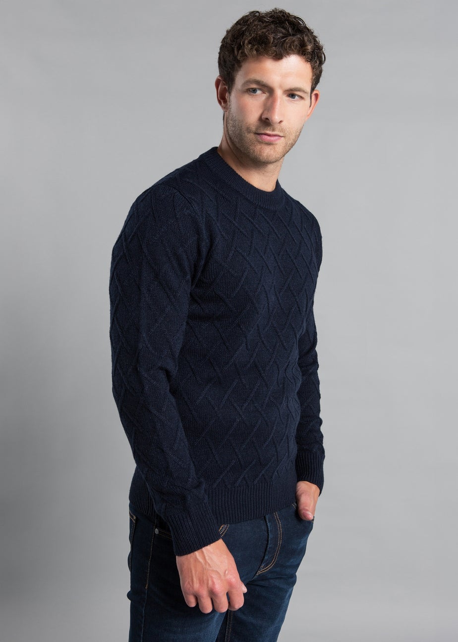 Kensington Eastside Navy Cable Knit Crew Neck Jumper