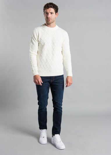 Kensington Eastside White Cable Knit Crew Neck Jumper