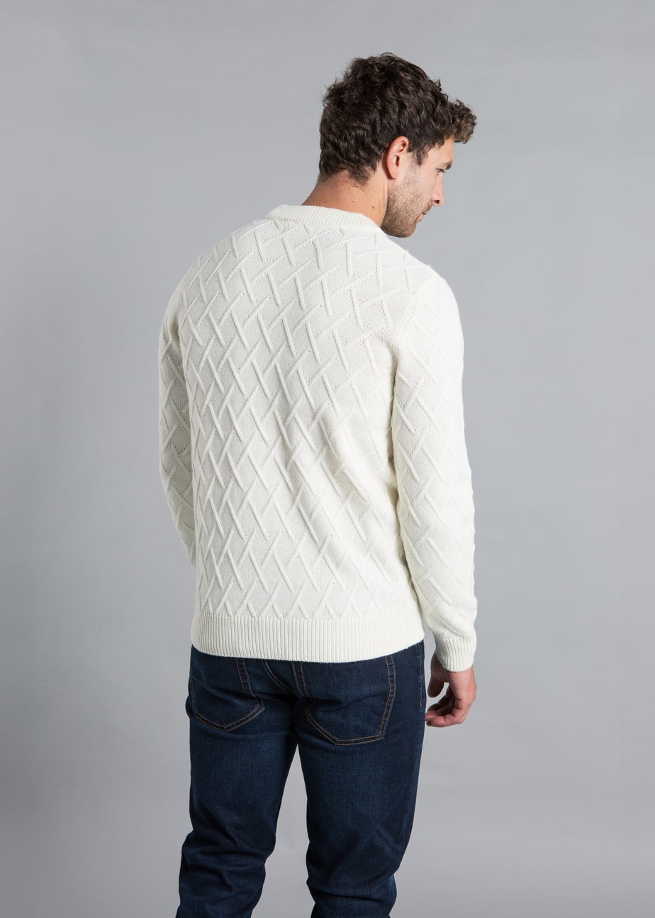 Kensington Eastside White Cable Knit Crew Neck Jumper