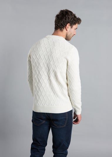 Kensington Eastside White Cable Knit Crew Neck Jumper