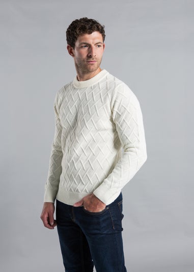 Kensington Eastside White Cable Knit Crew Neck Jumper