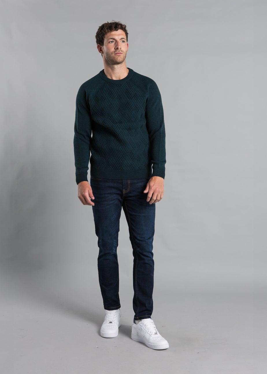 Kensington Eastside Emerald Crew Neck Knitted Jumper with Wool