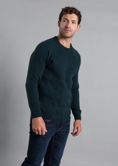 Kensington Eastside Emerald Crew Neck Knitted Jumper with Wool