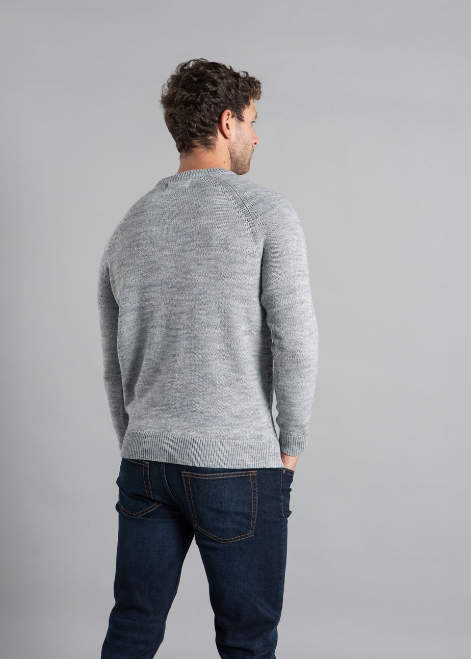 Kensington Eastside Grey Crew Neck Knitted Jumper with Wool