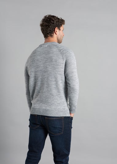 Kensington Eastside Grey Crew Neck Knitted Jumper with Wool