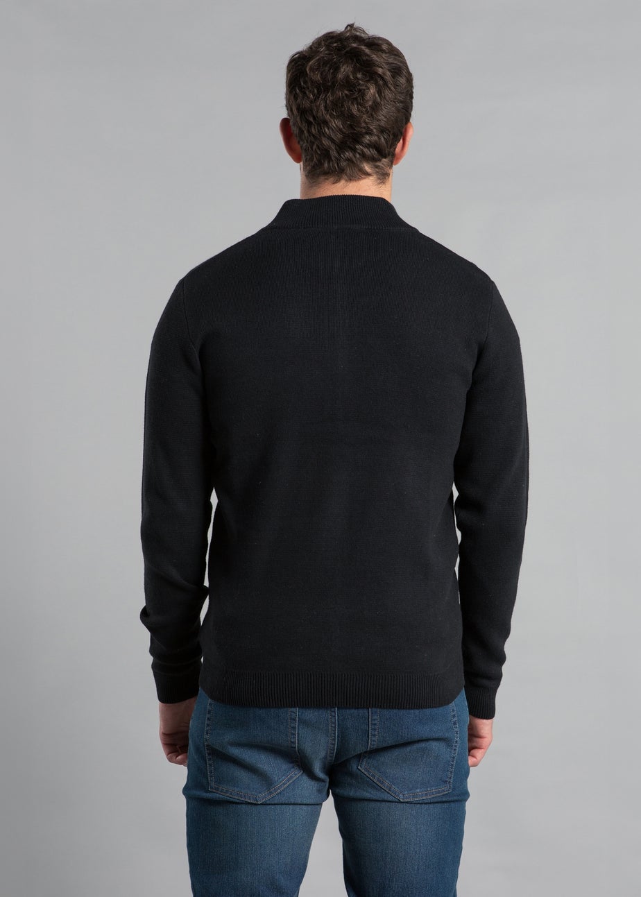 Kensington Eastside Black Cotton Blend Zip-Through Cardigan