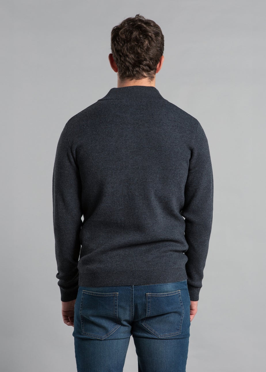 Kensington Eastside Dark Grey Cotton Blend Zip-Through Cardigan